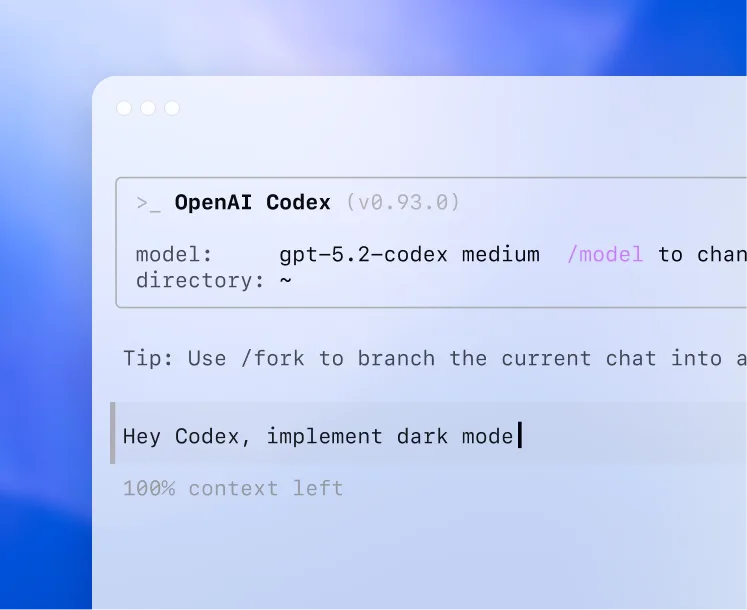 Codex terminal interface